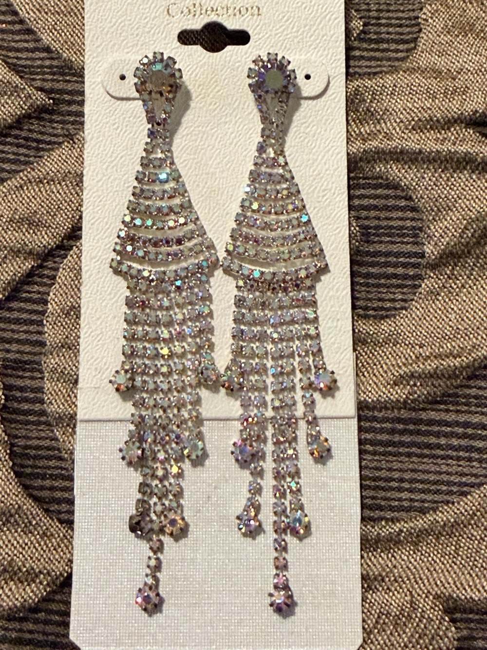 Beau Douglas Crystal Tassel Drop Earrings - Iridescent Rhinestone Chandelier